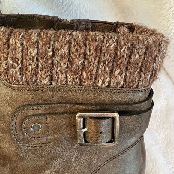 Torrid Brown Moto Boots with Sweater Trim - Picture 3 of 5